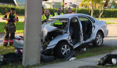 2 airlifted to hospital after car crashes into utility pole on US-19 in Pinellas County, FHP says