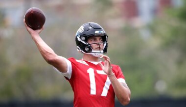 Jacksonville quarterback Joey Aguilar in 2026 NFL rookie minicamp