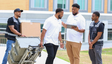 Members of the New Life Logistix team prepare move-in equipment as part of the company’s student-focused New Life Campus initiative, designed to simplify the college move-in and storage experience. (Photo Courtesy: Inspiring Visuals)