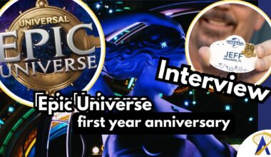 Jeff Polk Epic Universe President interview - graphics by Dani Meyering nametag photo from Universal Orlando