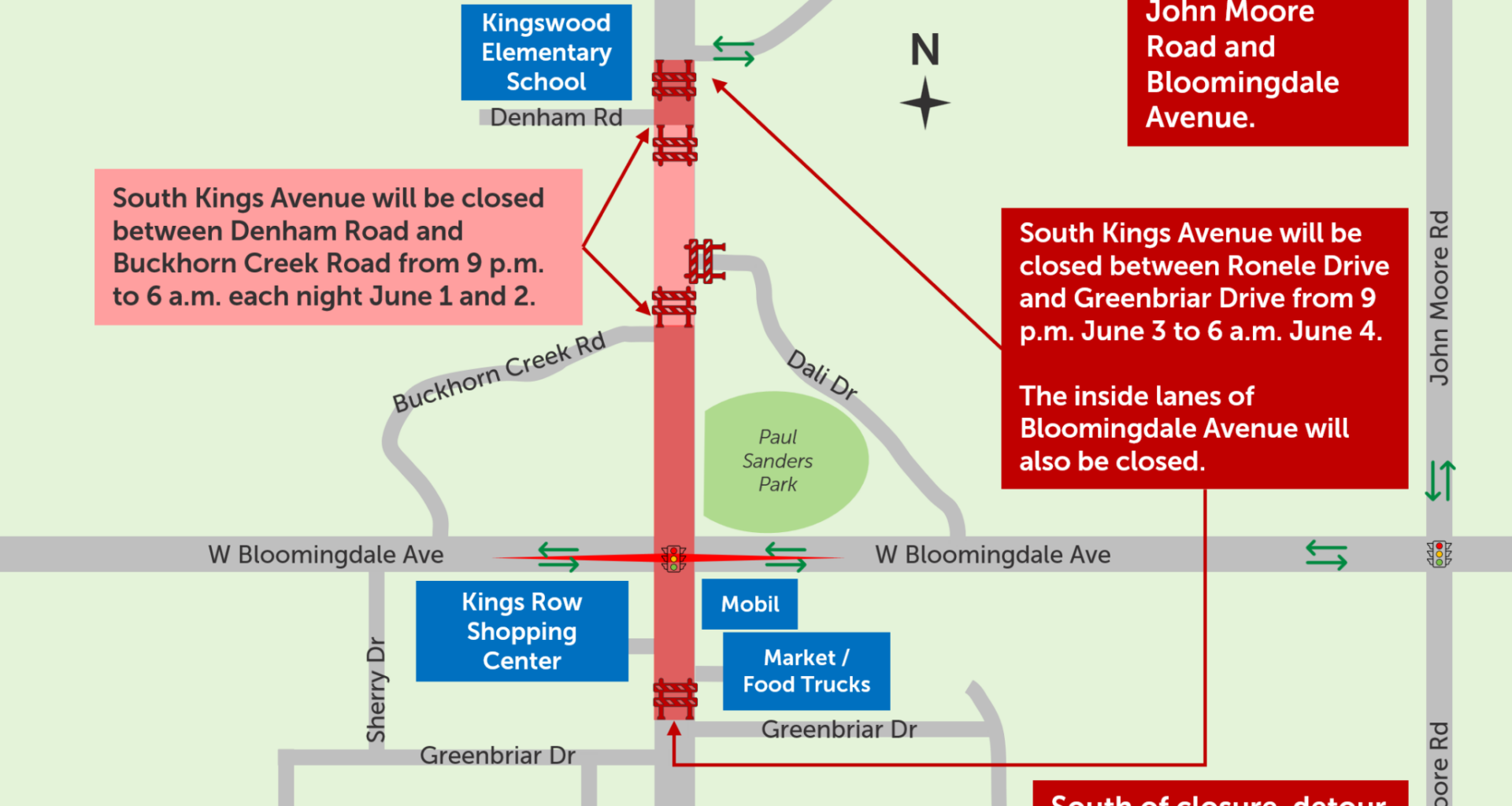 S. Kings Construction Moves North; Night Work & Lane Shift Planned