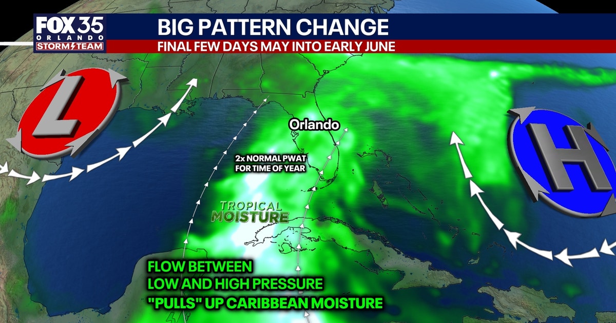Tropical development over Florida? Pattern shift expected to bring heavy rain, summer humidity