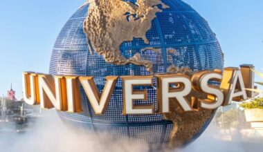 close up of universal orlando's spinning globe