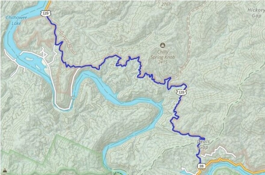 Tail of the dragon map.