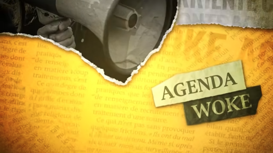 A screenshot from the beginning roll of the podcast Contracorriente reads 'Agenda Woke'