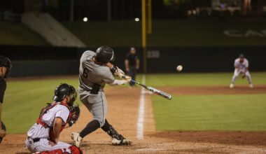 Sencaj hits home run during Bentley's first DII World Series game