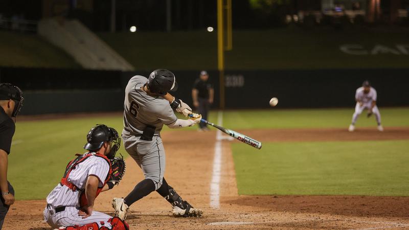 Sencaj hits home run during Bentley's first DII World Series game