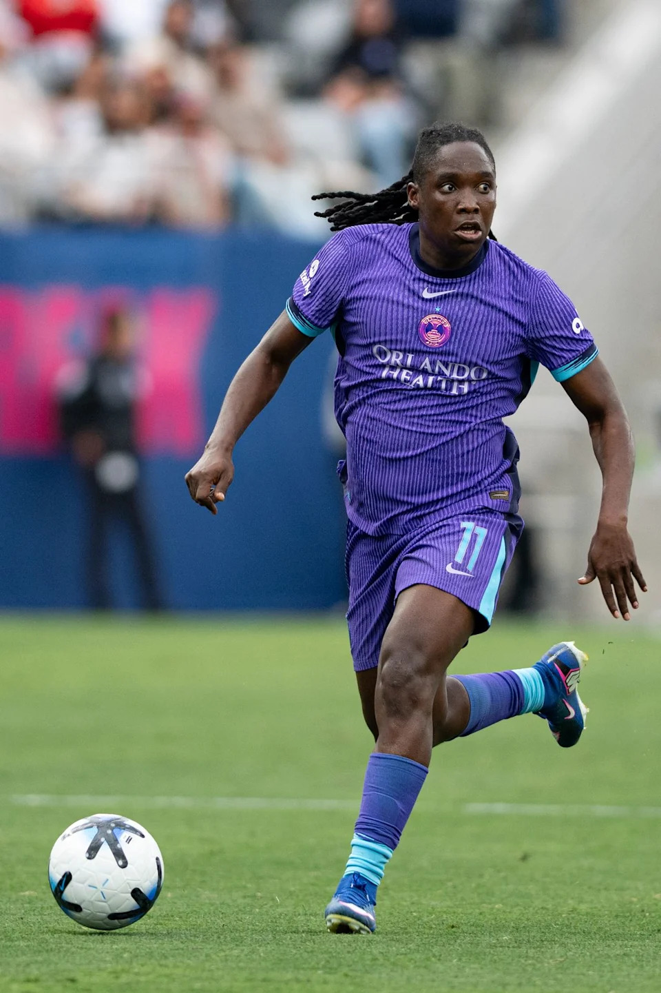 Orlando Pride SC forward Barbra Banda (11) dribbles the ball during an NWSL match between Orlando Pride SC and San Diego Wave FC on Sunday, May 24, 2026 at Snapdragon Stadium in San Diego Calif.