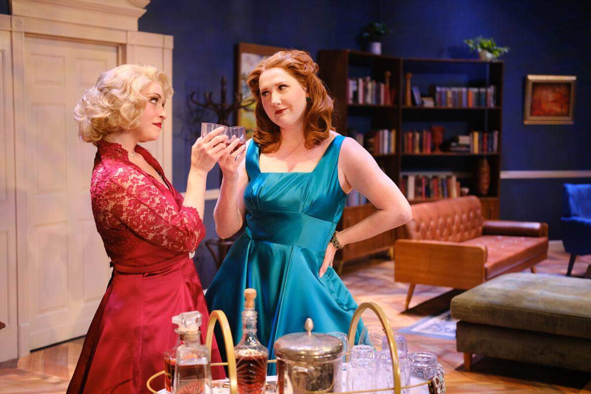 Mallory Newbrough as Margot Wendice and Lindsey Corey, whose playing Maxine. The role was updated from Max Hadley in Jeffrey Hatcher’s adapation, which Actors’ Playhouse is staging.