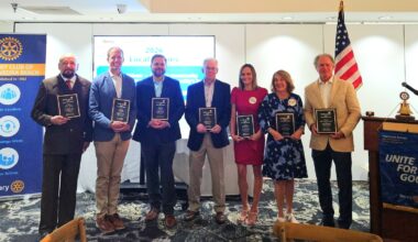 This year&rsquo;s Local Heroes are, from left, Jorge Rivera, David Yoder, James Streit, Mike Shreve, Britney Rhodes, Barbara Potter and Jimbo Stockton.
