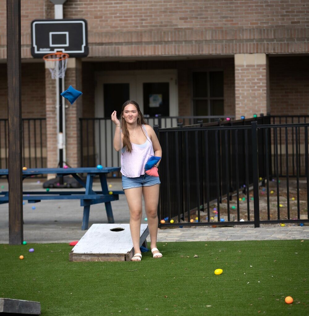 Happy Brew has a big open outside area that is perfect for yard games.