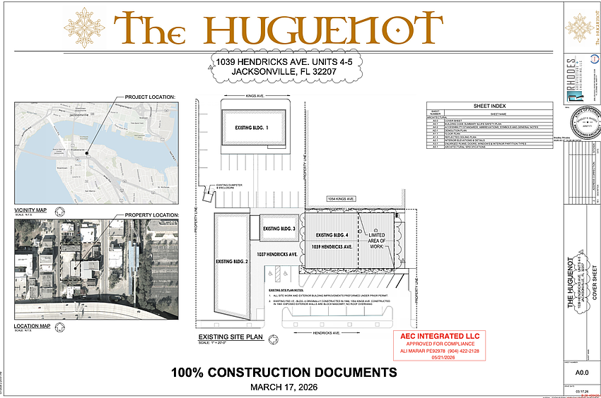 The city is reviewing a permit to start tenant build-out for The Huguenot at 1039 Hendricks Ave. in part of the former Reddi-Arts building on the Downtown Southbank. The city is reviewing a permit to start tenant build-out for The Huguenot at 1039 Hendricks Ave. in part of the former Reddi-Arts building on the Downtown Southbank.