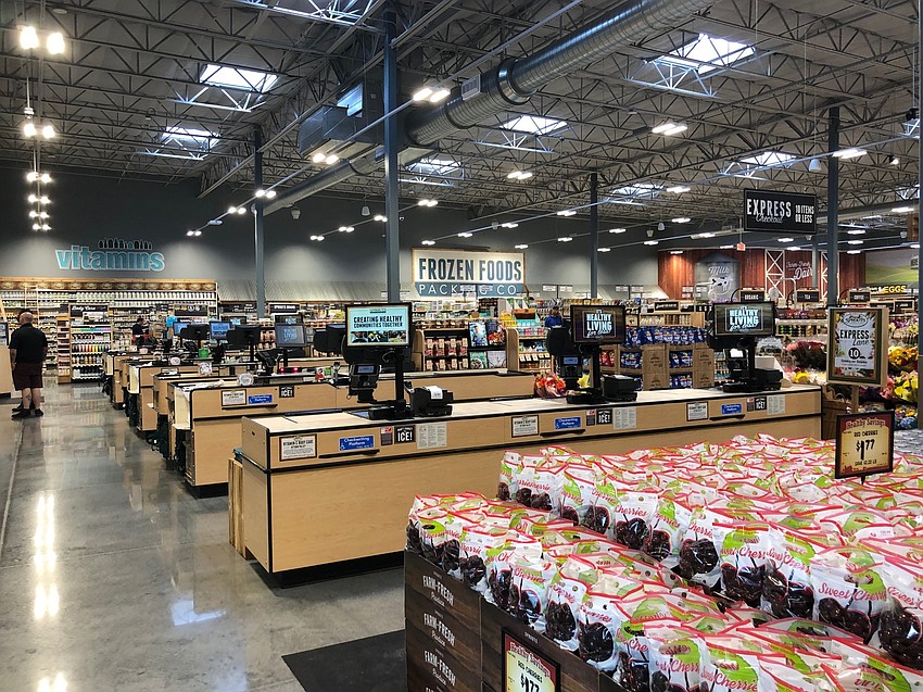 The check-out area at Sprouts. The check-out area at Sprouts.
