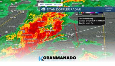 Tornado Warning Targets Northeast Tallahassee and Major Landmarks