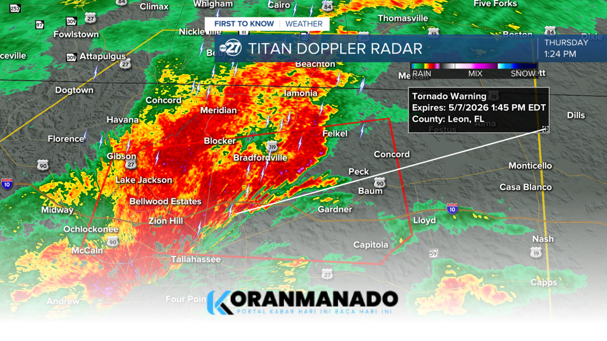 Tornado Warning Targets Northeast Tallahassee and Major Landmarks