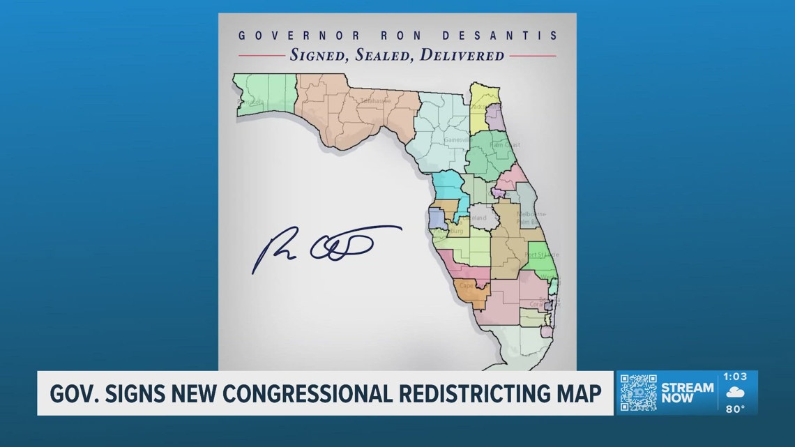Gov. Ron DeSantis signed the new congressional map passed by Florida’s Legislature.