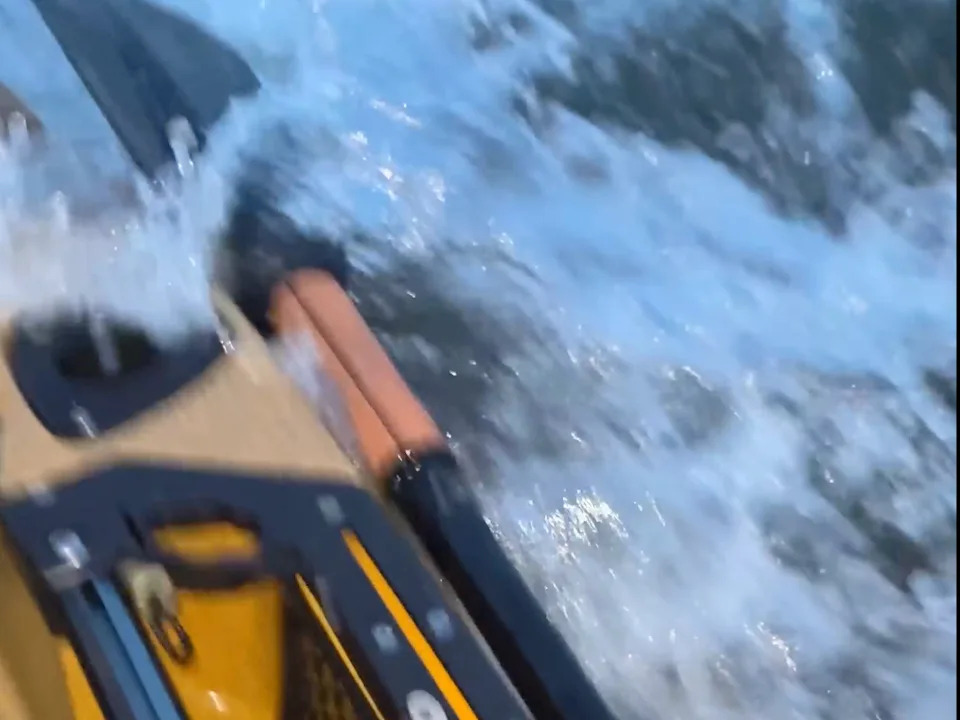 The kayak shook after being hit by the shark,