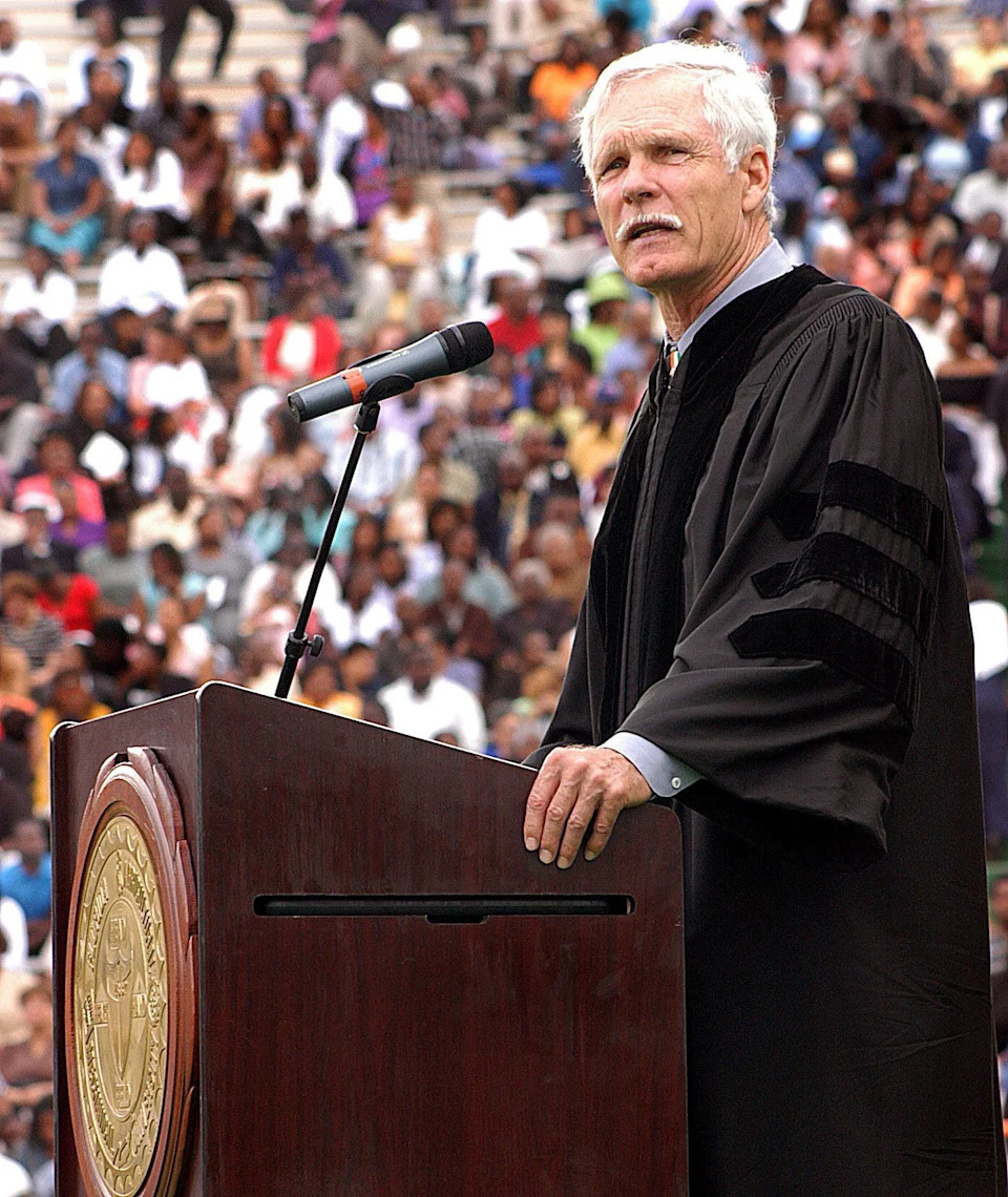 Media mogul Ted Turner, delivered a speech that was brief and to the point. His blend of comedy and sincerity won the crowd at FAMU's graduation in 2006. Turner died at age 87 on April 6, 2026.