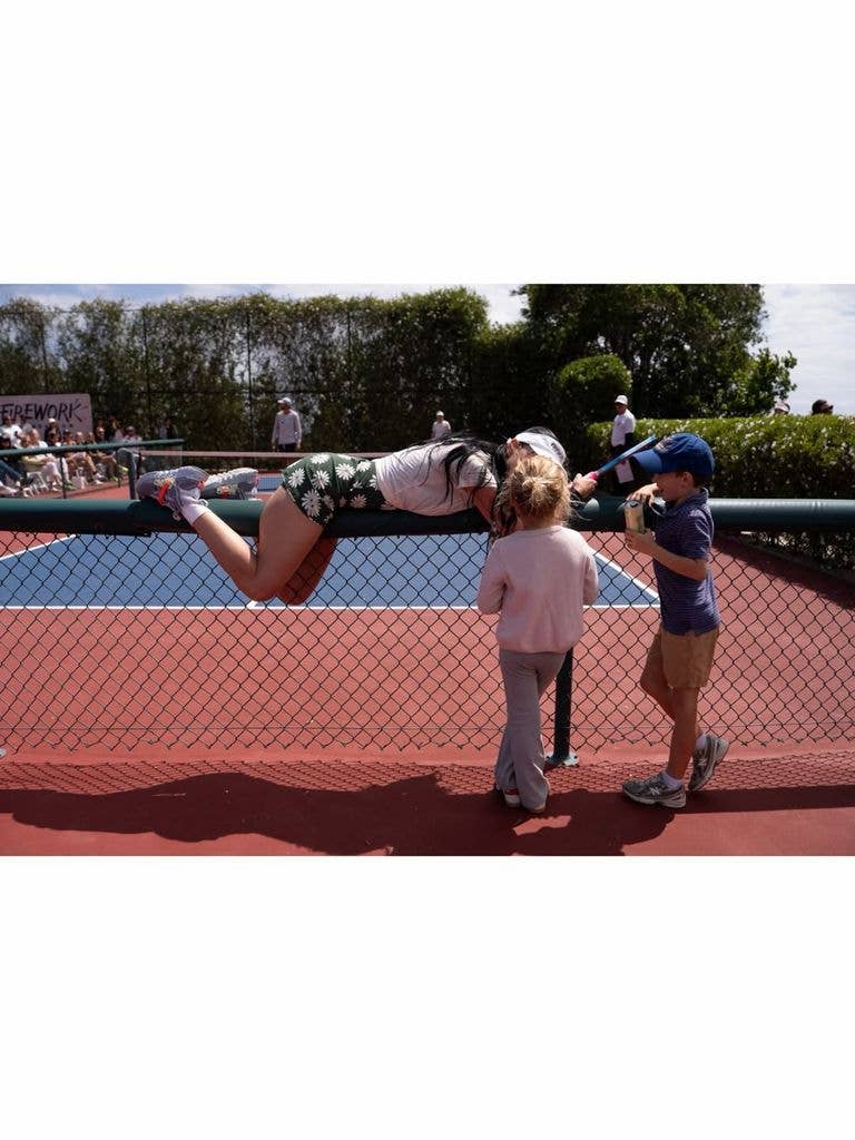 Katy Perry lays on a pickleball net while talking with her daughter Daisy Dove Bloom, shared on Instagram