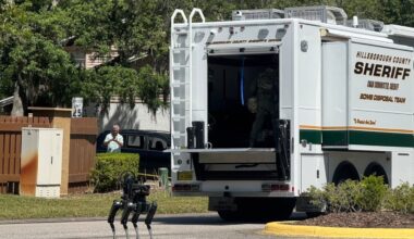 The Hillsborough County Sheriff's Office responds to a neighborhood close to the University of South Florida campus, Friday, April 24, 2026 in Tampa, Fla.