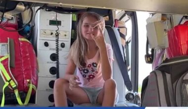 Healthy girl reunites with first responders after family dog frightened by fireworks bit her