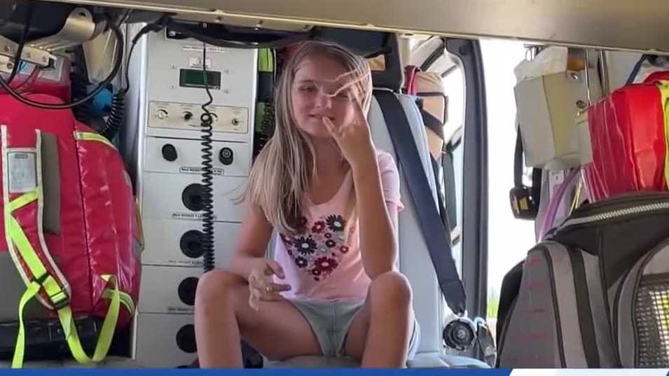 Healthy girl reunites with first responders after family dog frightened by fireworks bit her