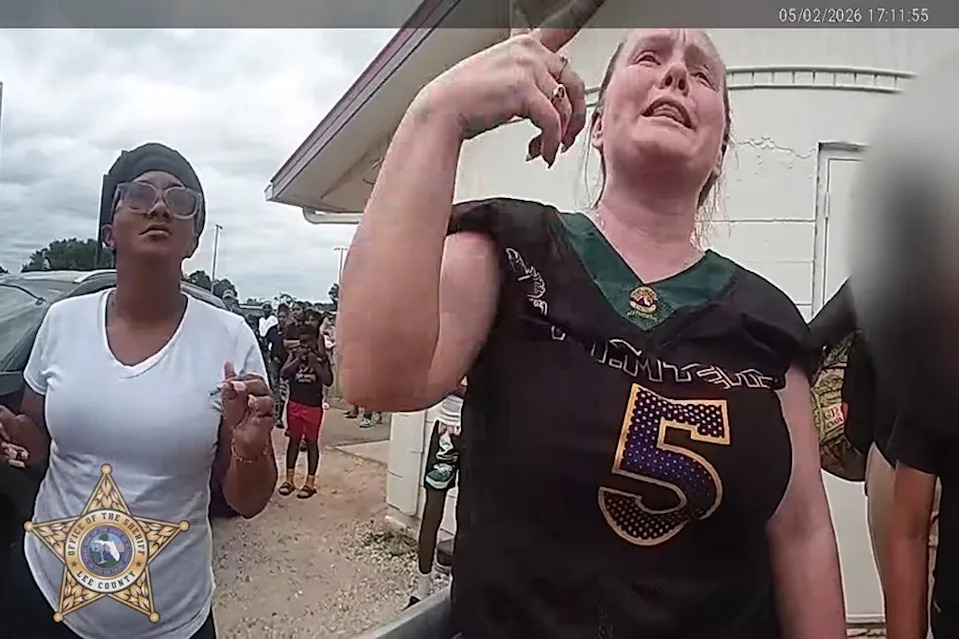 Police said Renee Lambert was detained after she became controversial following a violent altercation at a youth football game in Fort Myers, Florida on May 2, 2026. Lee County Sheriff's office
