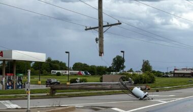 Jacksonville businesses lose power after storms snap utility pole, potential funnel cloud spotted