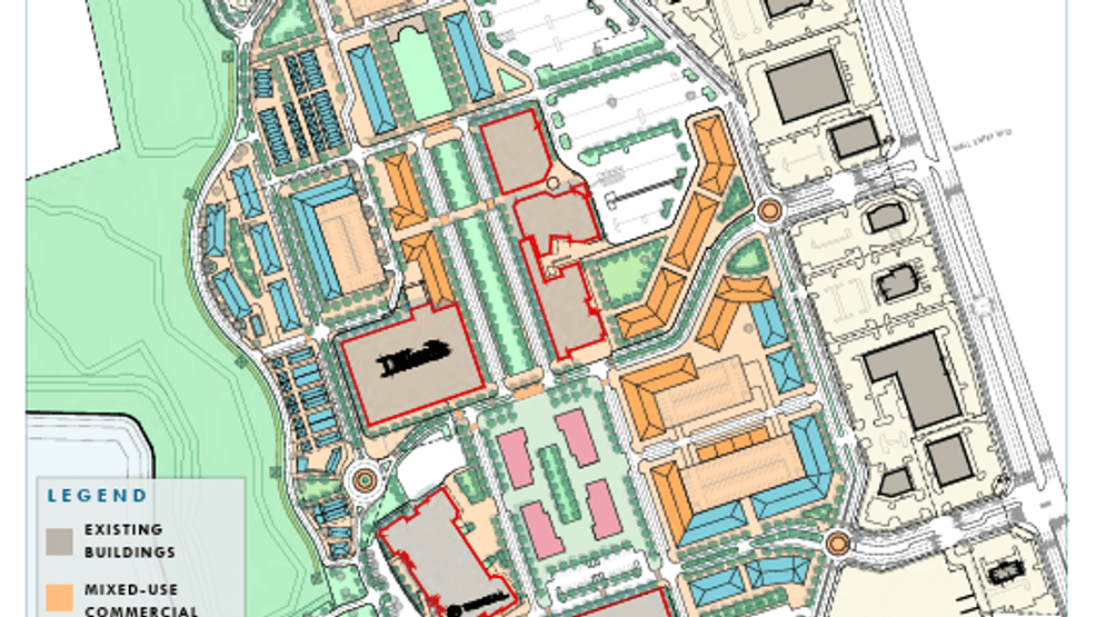 The final build out would result in 760 residential units, an amphitheater, and tree lined sidewalks, with half of the existing commercial space. (Treasure Coast Regional Planning Council)
