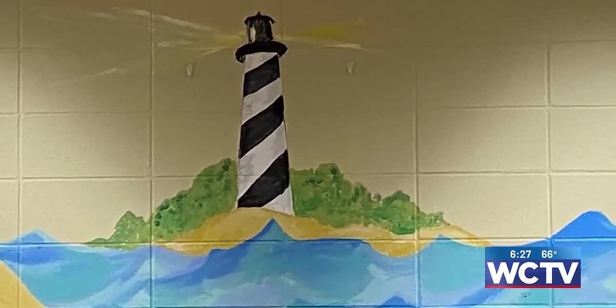 Harper Elementary School Media Center mural gets a refresh