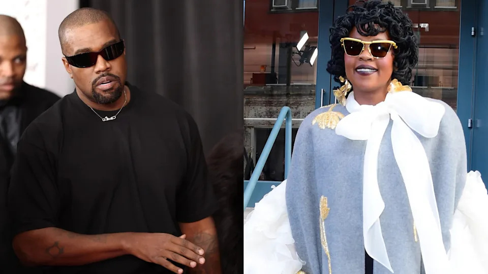 (L-R) Kanye West and Lauryn Hill.