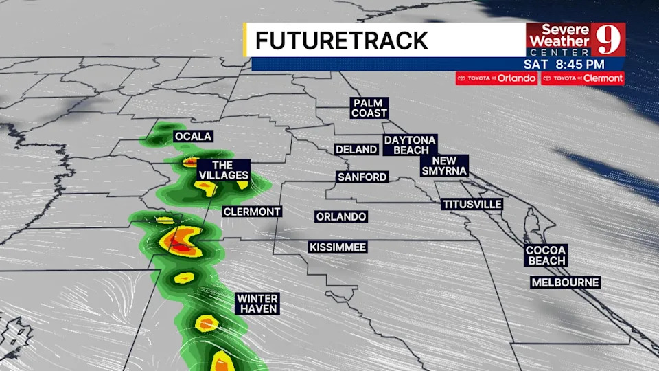 Breezy southeast winds will bring higher humidity and scattered afternoon storms, especially west of Orlando.