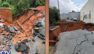 Heavy rains trigger mudslide, sinkhole near Quincy Aldi