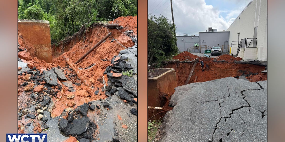 Heavy rains trigger mudslide, sinkhole near Quincy Aldi