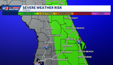 Risk of damaging winds, hail in Central Florida