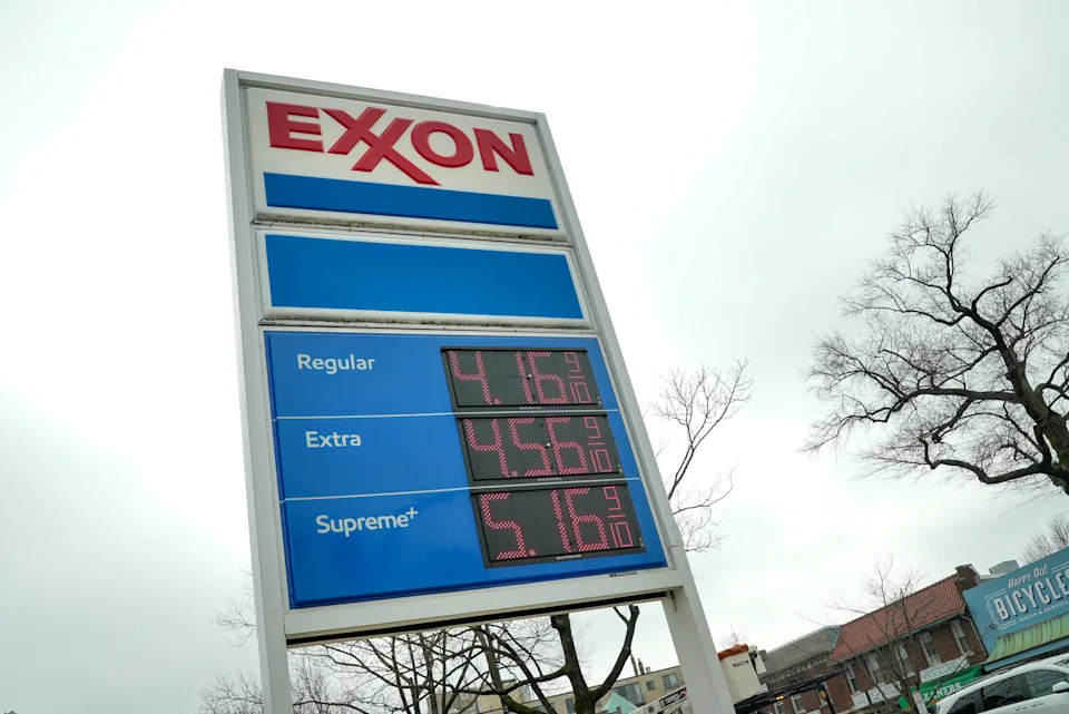Gas prices at an Exxon station in Washington D.C. as the price of oil and gas has surged amid the U.S.-Israeli conflict with Iran. / Ken Cedeno / Reuters