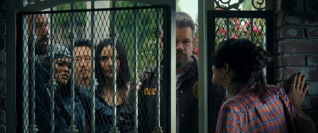 Ben Affleck, Teyana Taylor, Steven Yeun, Catalina Sandino Moreno, Matt Damon, and Sasha Calle in 'The Rip'Credit: Courtesy of Netflix