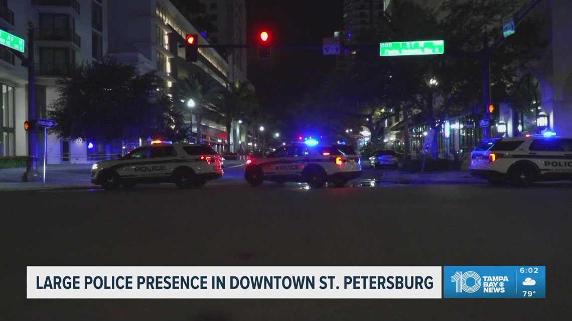 Large police presence in Downtown St. Petersburg early Monday morning