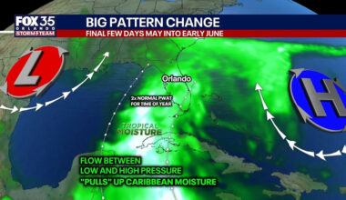 Tropical development over Florida? Pattern shift expected to bring heavy rain, summer humidity