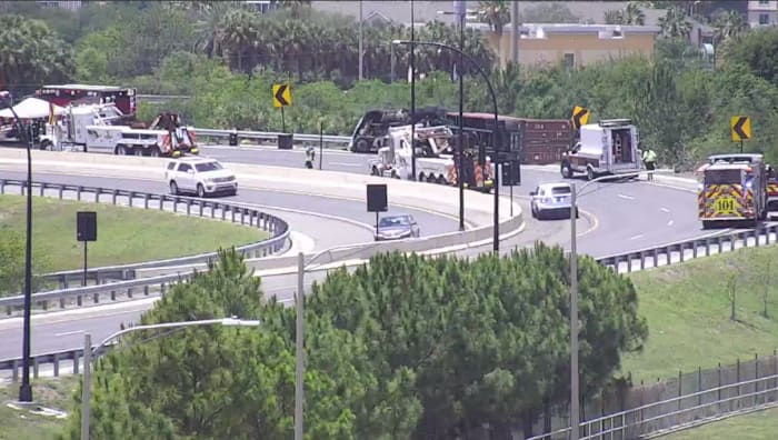 Overturned semi closes I-4 on-ramp to Florida’s Turnpike in Orlando