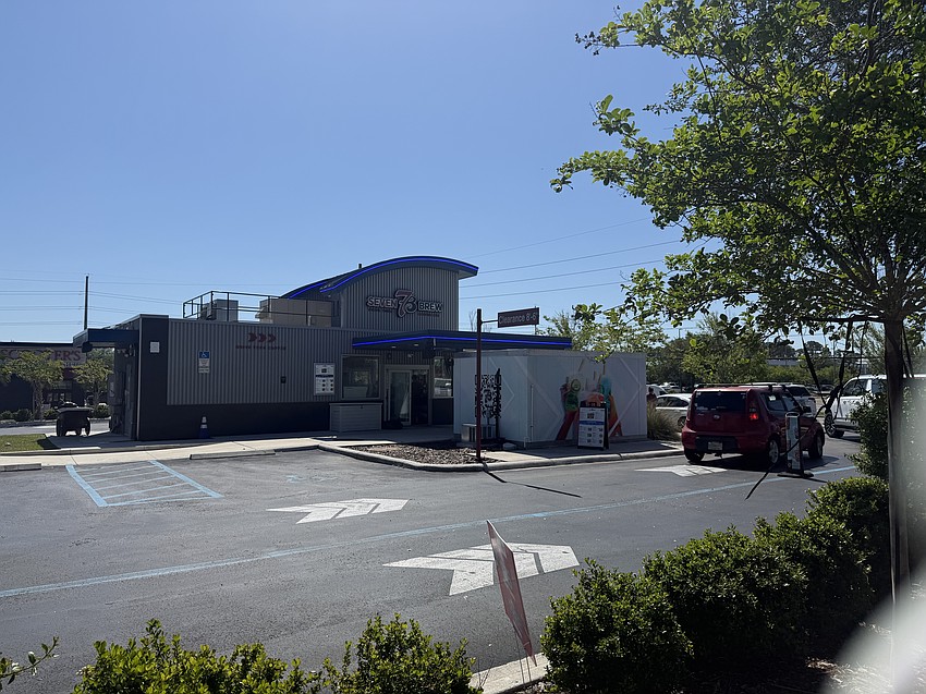 The 7 Brew coffee kiosk at 3264 Gerona Drive E. The chain serves coffee drinks, energy drinks, teas, lemonade, smoothies and shakes.