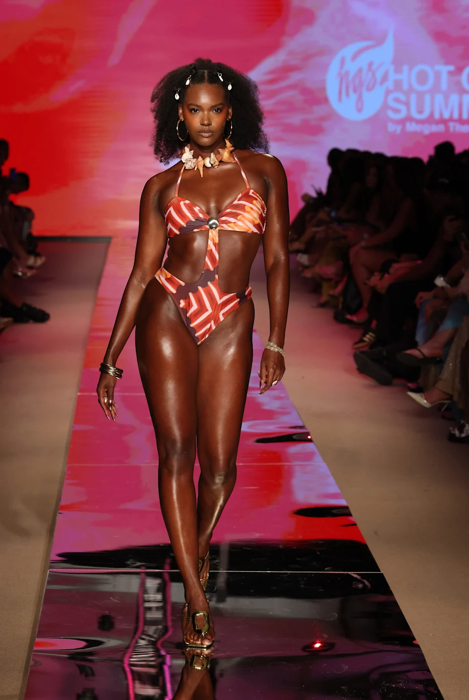 Connor Perry walks the runway for Hot Girl Summer Swimwear by Megan Thee Stallion.