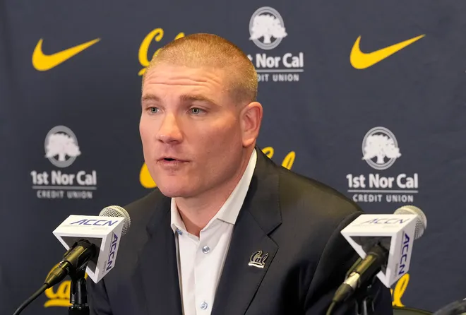 BERKELEY, CALIFORNIA - DECEMBER 05: Tosh Lupoi speaks at a press conference after he was introduced as the new head football coach for the California Golden Bears at California Memorial Stadium on December 05, 2025 in Berkeley, California. (Photo by Thearon W. Henderson/Getty Images)