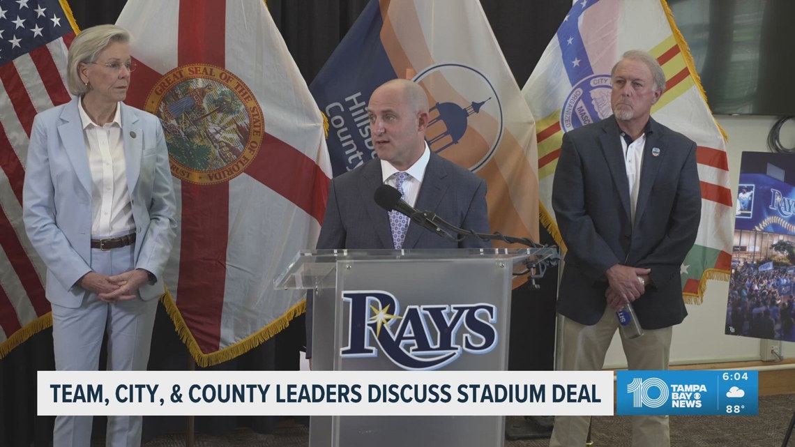 Rays, Tampa and Hillsborough leaders address the public after reaching non-binding stadium agreement