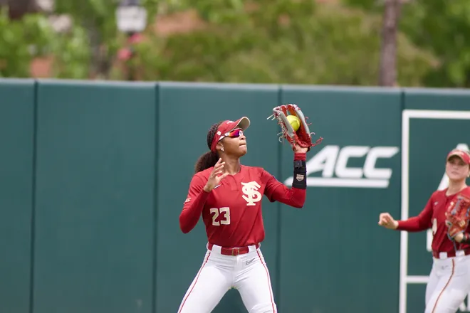 FSU softball’s Kennedy Harp makes a catch in center field against Jacksonville State on Saturday, May 16, 2026.
