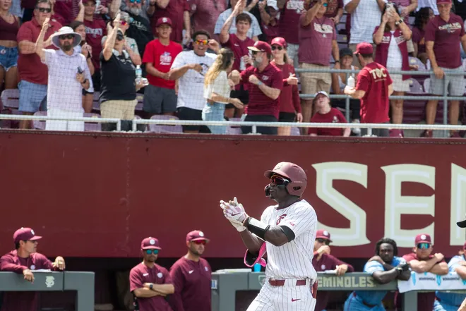 Florida State baseball competes in a first round Tallahassee Regional game against Bethune-Cookman for the NCAA College World Series at Dick Howser Stadium Friday, May 30, 2025.