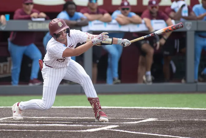Florida State baseball competes in a first round Tallahassee Regional game against Bethune-Cookman for the NCAA College World Series at Dick Howser Stadium Friday, May 30, 2025.