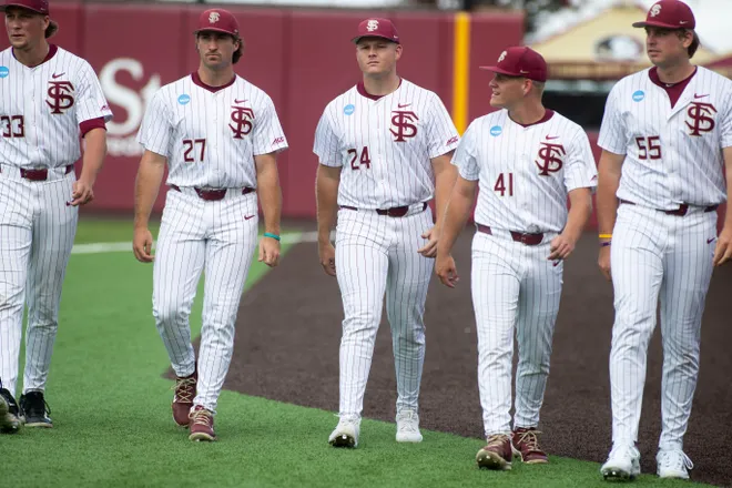 Florida State baseball competes in a first round Tallahassee Regional game against Bethune-Cookman for the NCAA College World Series at Dick Howser Stadium Friday, May 30, 2025.