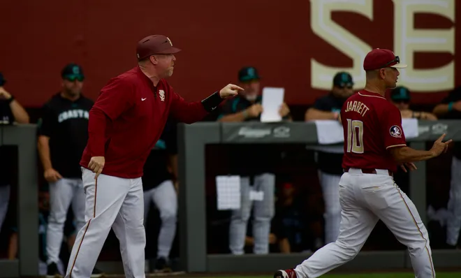 FSU Baseball head coach Ty Megahee was ejected from FSU baseball’s Tallahassee Regional game against Coastal Carolina in the 4th inning with the Seminoles behind 1-0 on Saturday, May 30, 2026.