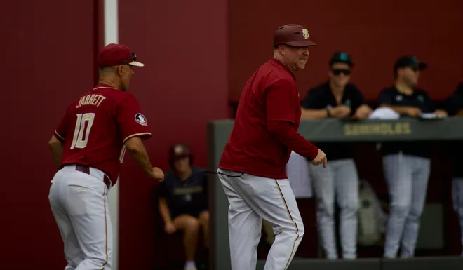 FSU Baseball head coach Ty Megahee was ejected from FSU baseball’s Tallahassee Regional game against Coastal Carolina in the 4th inning with the Seminoles behind 1-0 on Saturday, May 30, 2026.